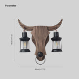 Austin Wall Lamp Bull Shape Vintage, 2 Heads Wood/Metal, Bedroom