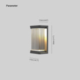 Ray Minimalist Rectangular Glass Outdoor Wall Lamp, Black